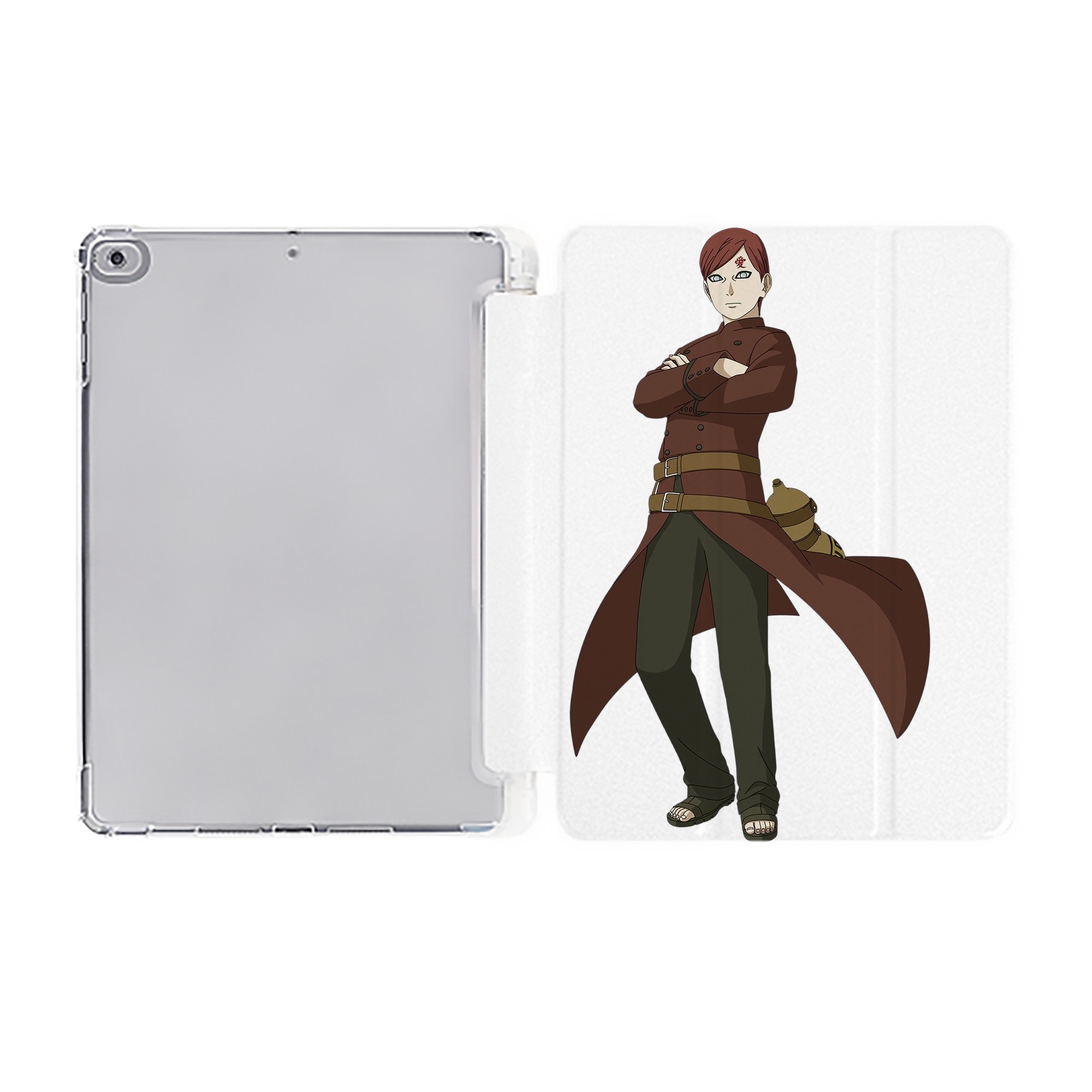 （画像用） NARUTO -ナルト- ガアラ Gaara IPad ケース ペン収納付き 三つ折りスタンド PUレザー×シリコン 対応機種9.5/10.5/10.9インチ